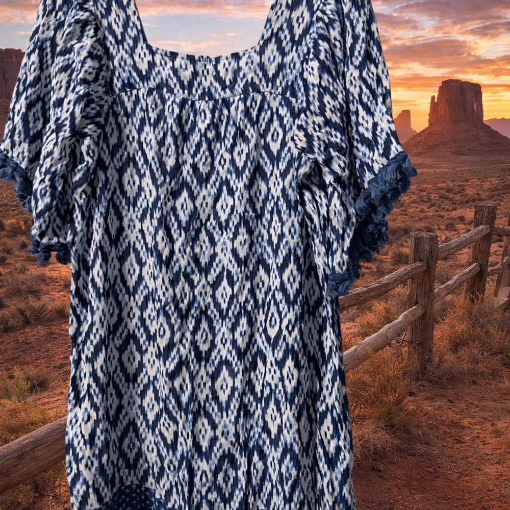 Uncle Frank Indigo Ikat Swing Tunic